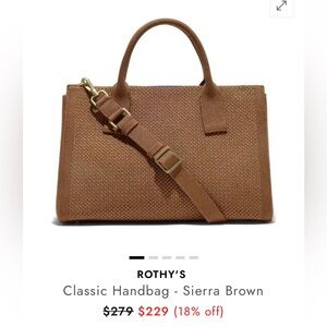 Rothy's The Classic Handbag in the color brown with gold tone hardware.